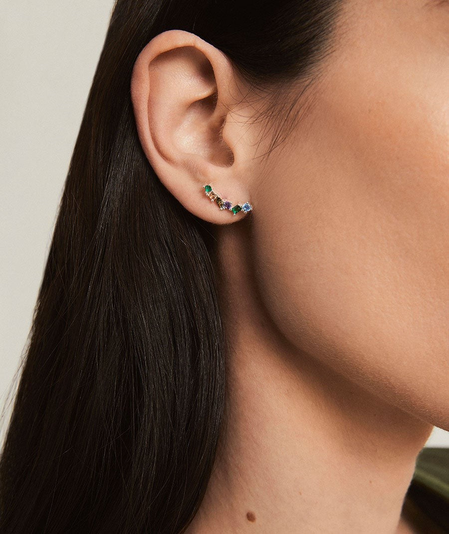 Pendientes Vivace colección Clasicos Plata Plata de primera Ley circonitas multicolor