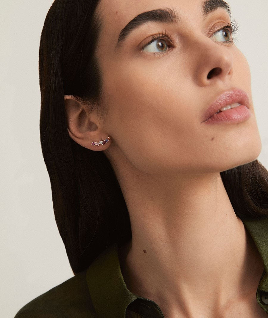 Pendientes Vivace colección Clasicos Plata Plata de primera Ley circonitas multicolor