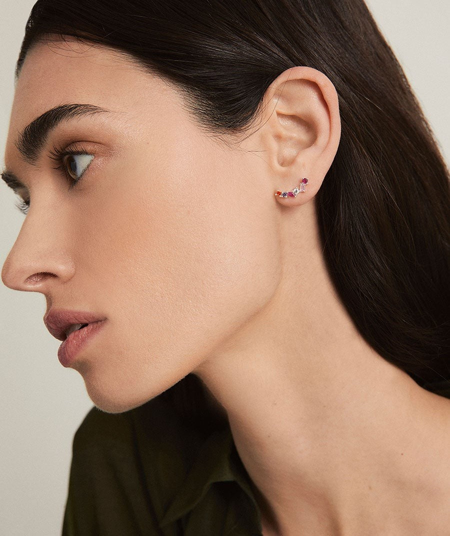 Pendientes Vivace colección Clasicos Plata Plata de primera Ley circonitas multicolor