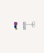 Pendientes colección Básicos Plata de Ley 925 triple circonita multicolor