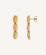 Pendientes  Chapado Oro 18 Kt triple motivo ovalado relieve