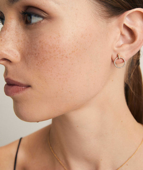 Pendientes Matilde Plata de Ley 925 Chapado Oro 18Kt aro circonitas secundaria