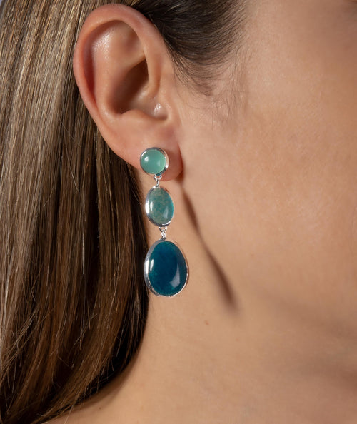 Pendientes largos Piedras Verde secundaria