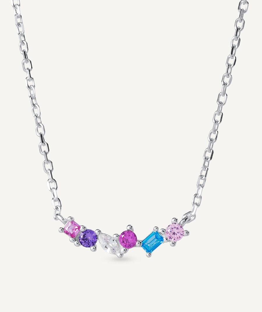 Collar Vivace colección Clasicos Plata Plata de primera Ley circonitas multicolor