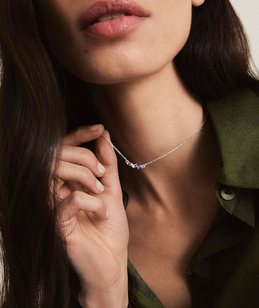 Collar Vivace colección Clasicos Plata Plata de primera Ley circonitas multicolor