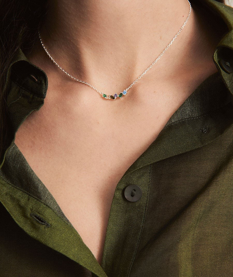 Collar Vivace colección Clasicos Plata Plata de primera Ley circonitas multicolor