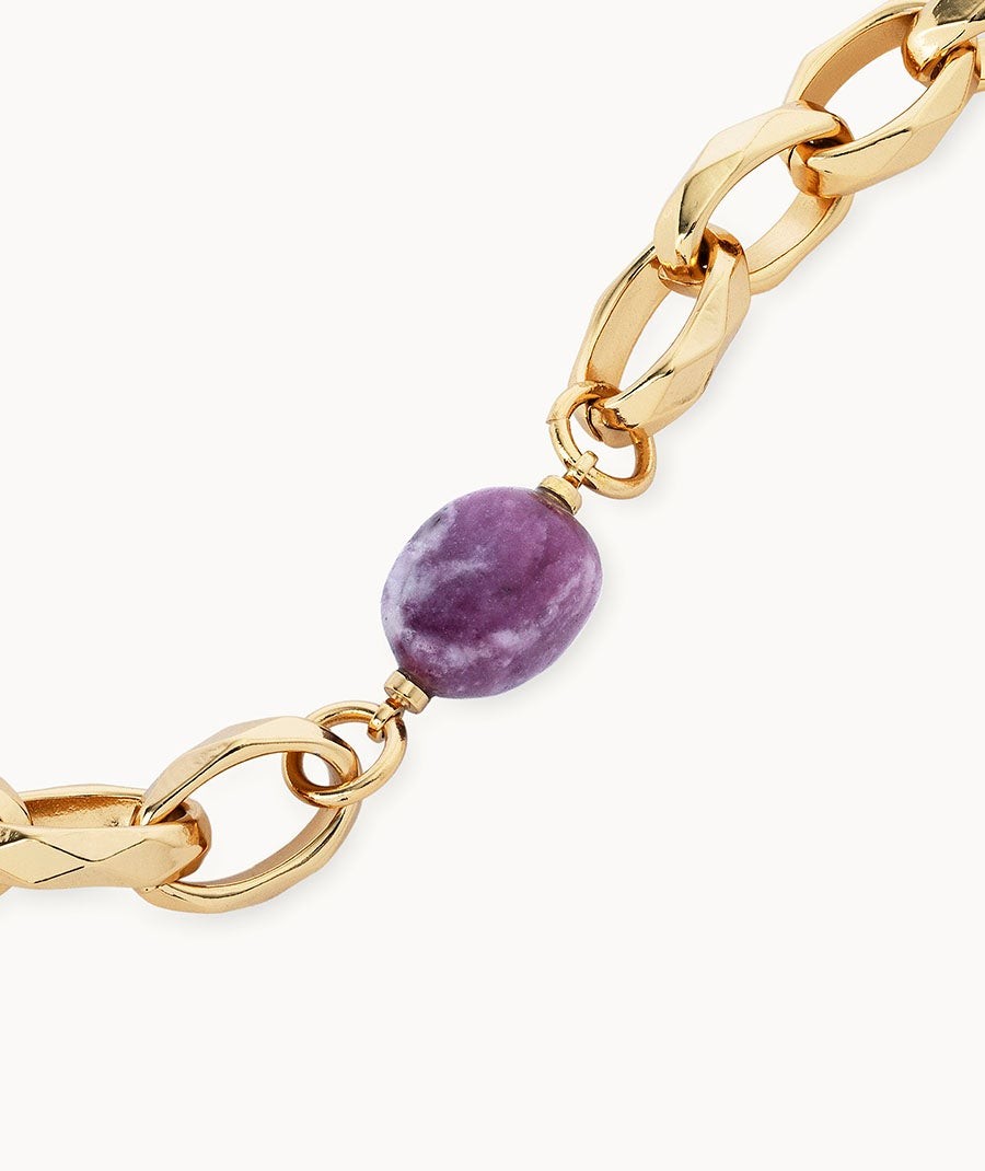 Collar Ivette cadena piedra natural morada