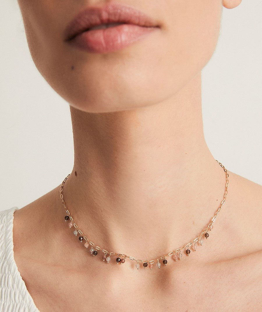 Collar Nahir colección Gaia chapado Oro 18 Kt piedras naturales