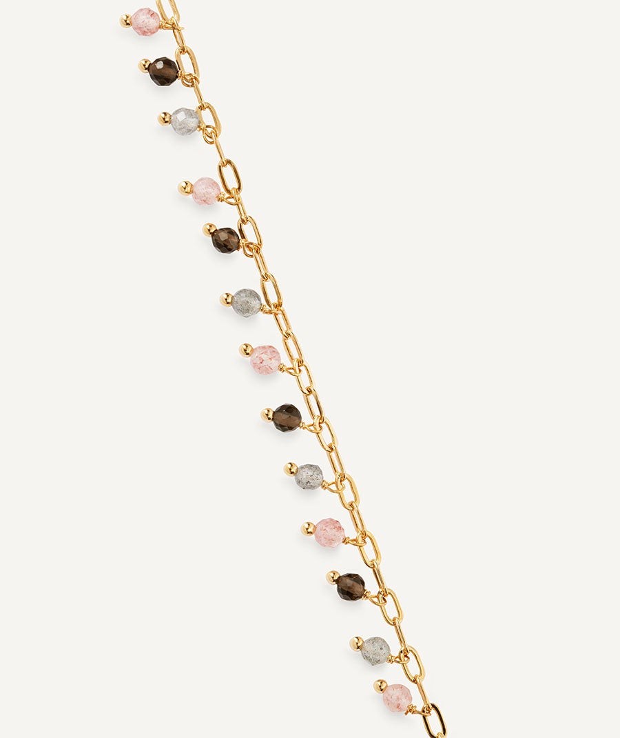 Collar Nahir colección Gaia chapado Oro 18 Kt piedras naturales