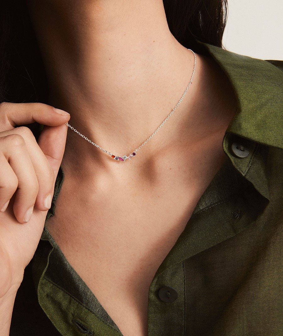 Collar Vivace colección Clasicos Plata Plata de primera Ley circonitas multicolor