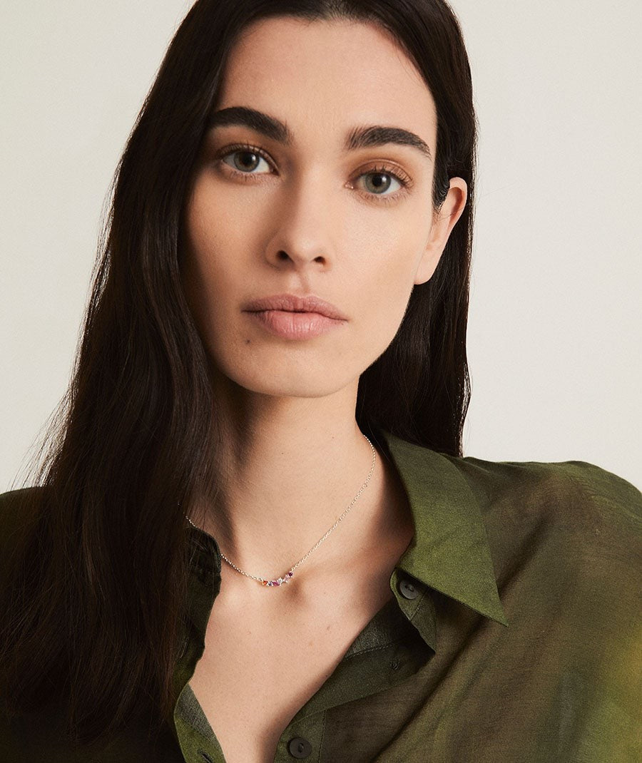 Collar Vivace colección Clasicos Plata Plata de primera Ley circonitas multicolor