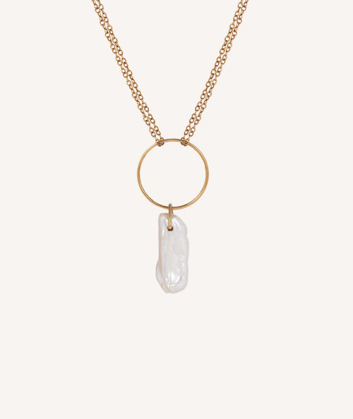 Collar Macarena aro con perla irregular