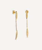 Pendientes Natura colección Textures chapado Oro 18 Kt largos hojas texturas