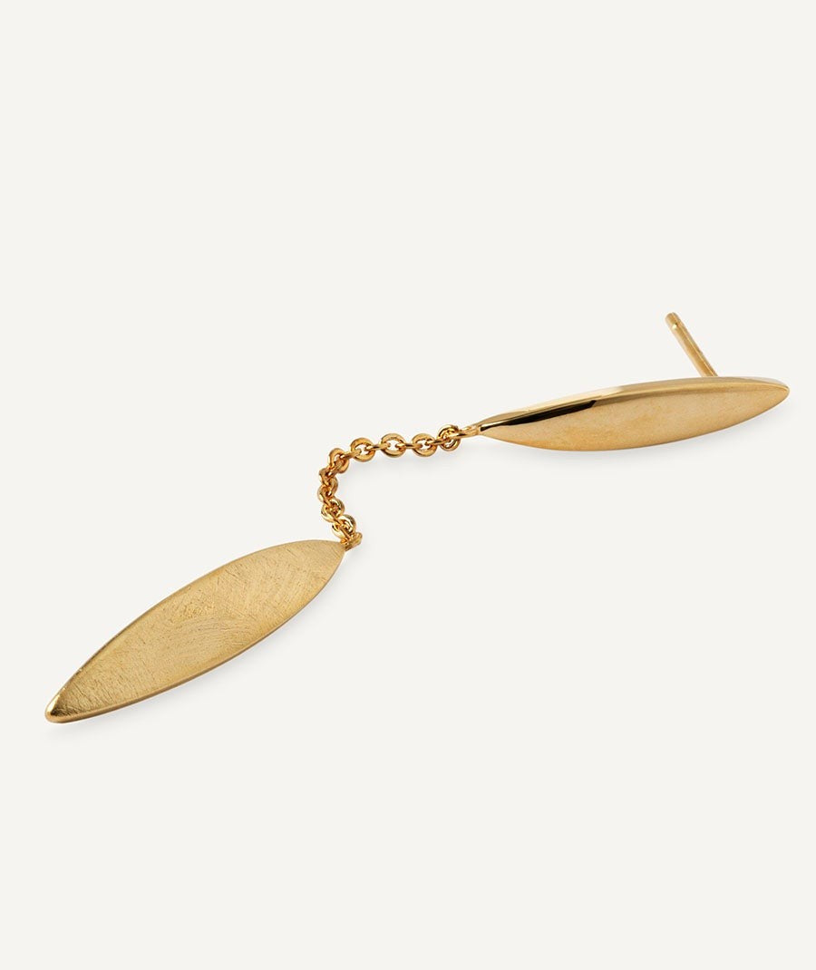 Pendientes Natura colección Textures chapado Oro 18 Kt largos hojas texturas