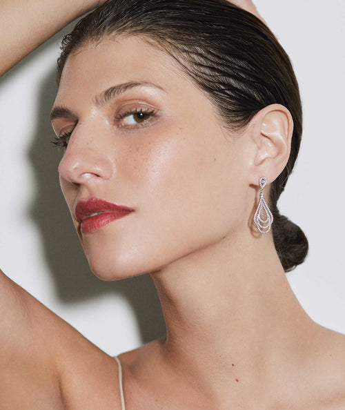 Pendientes Leticia Plata de Ley 925 Chapado Platino circonitas cúbicas secundaria