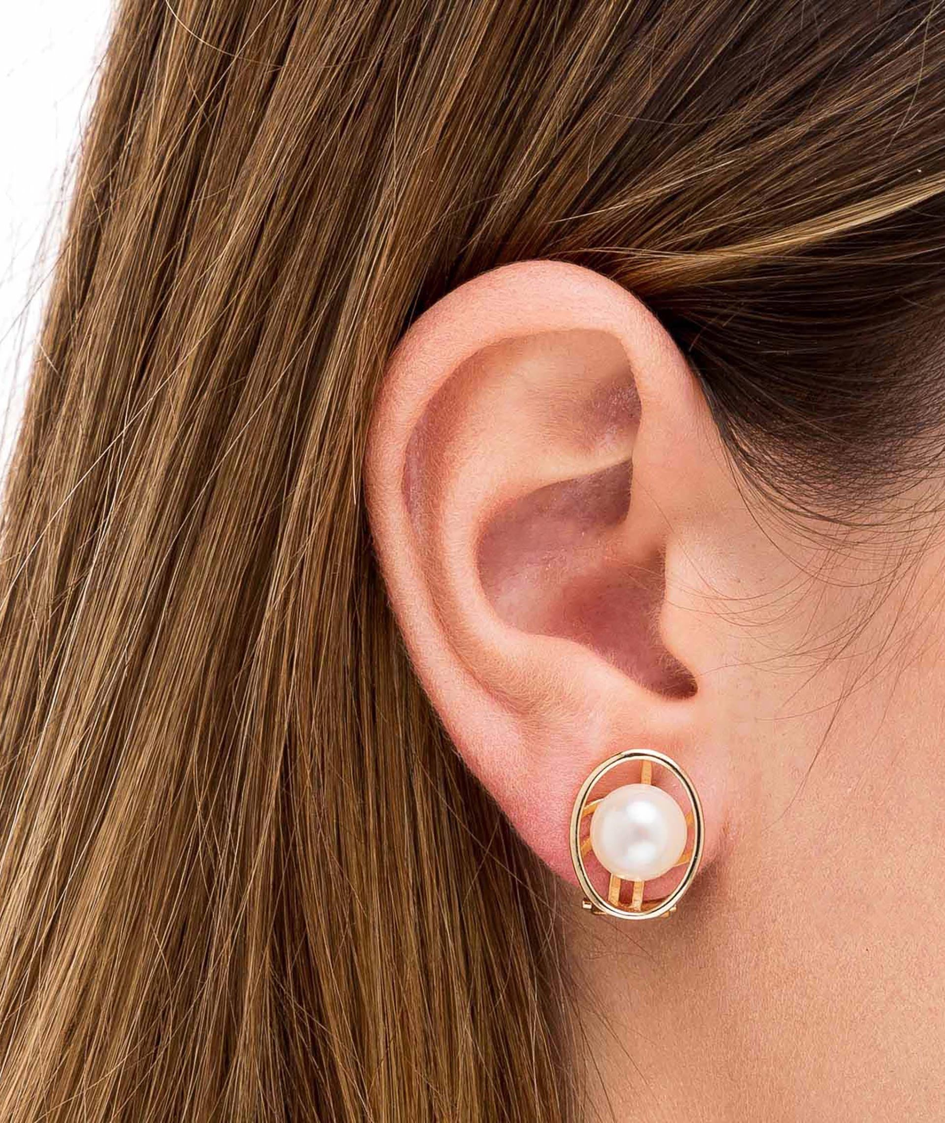 Pendientes clásico ovalado Perla 9mm