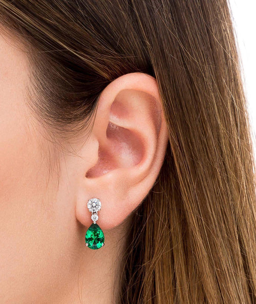 Earring Zirconia and Emerald Teardrop secundaria