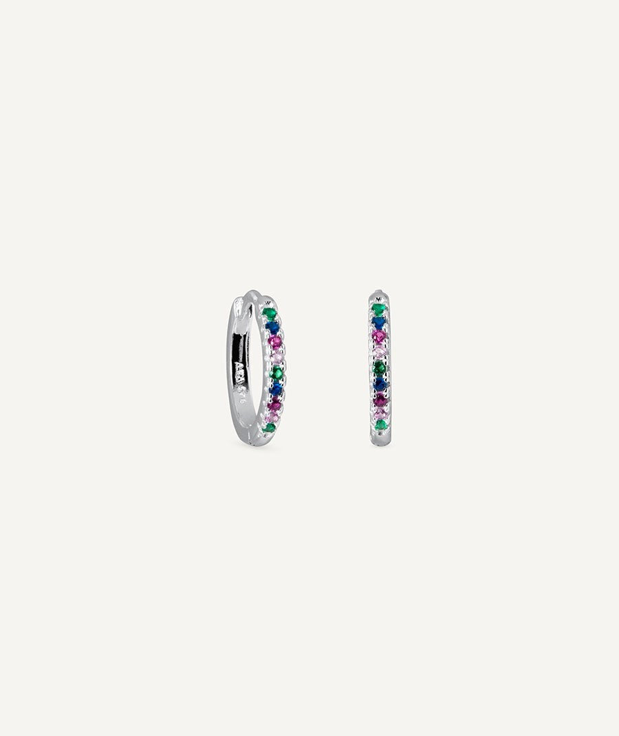 Pendientes aro con circonitas multicolor