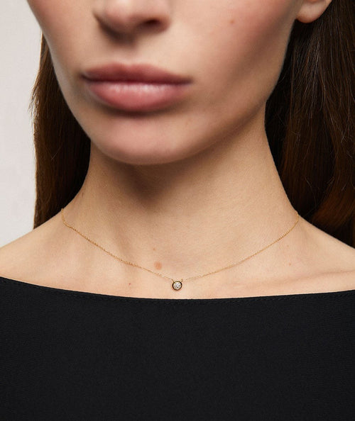 Collar de diamantes y oro circle mini secundaria