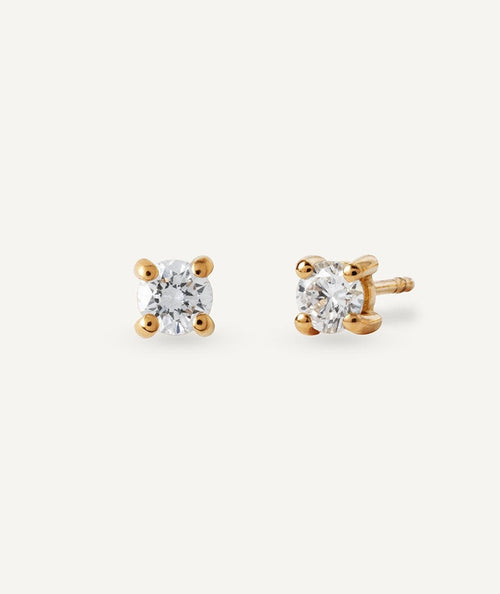 Pendientes de diamantes y oro solitario