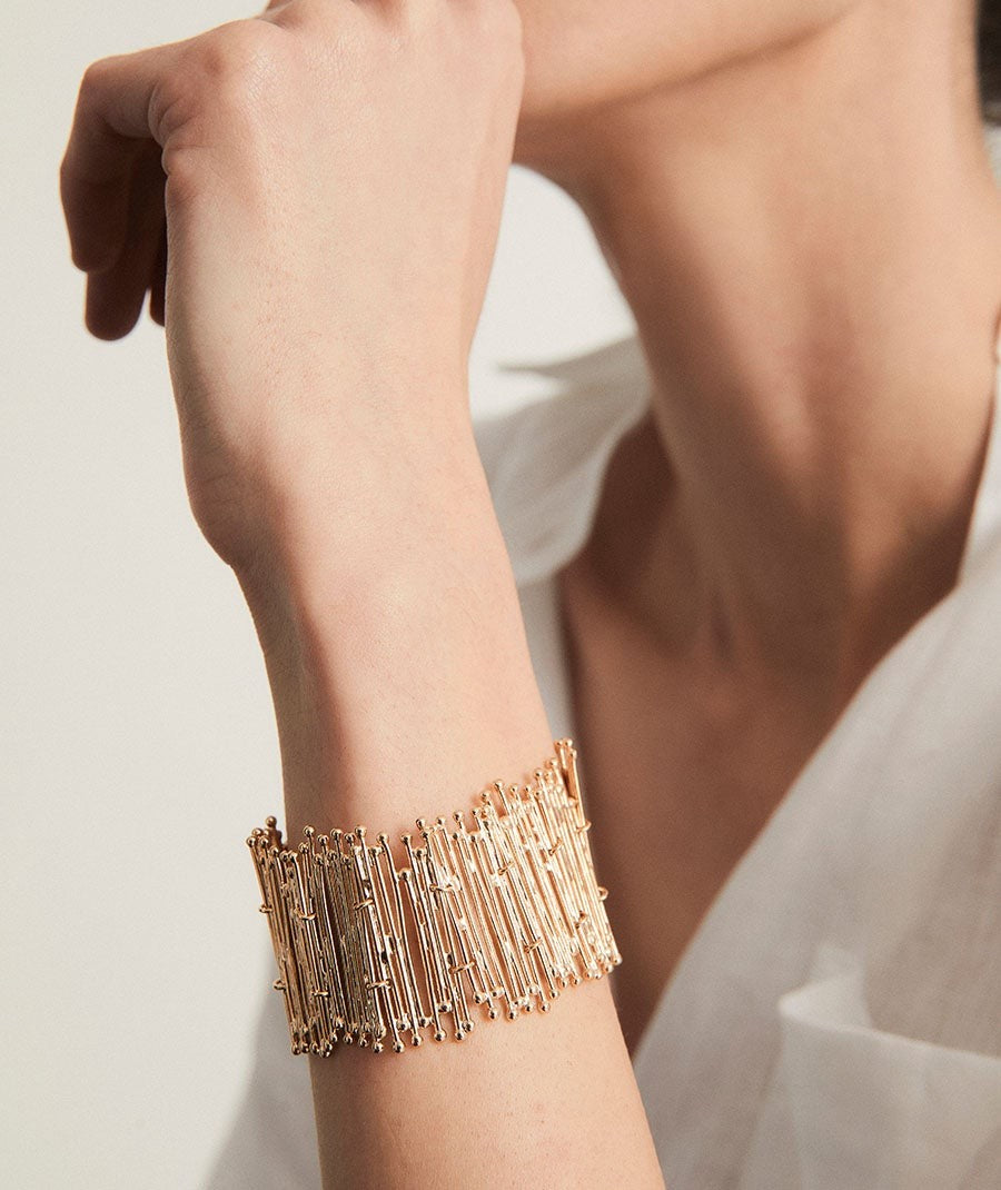 Pulsera Redosa  chapado Oro 18 Kt tiras