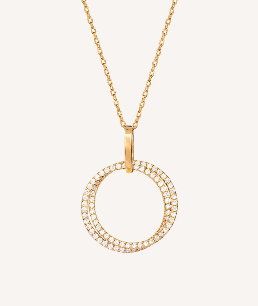 Collar Plata Acabada Oro 18Kt Dos Aros