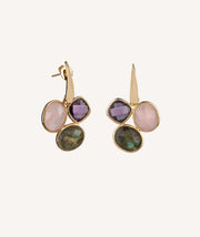 Pendientes semi-largos India con piedras naturales
