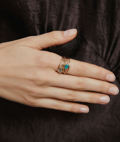 Aqua Ring with Natural Stones secundaria
