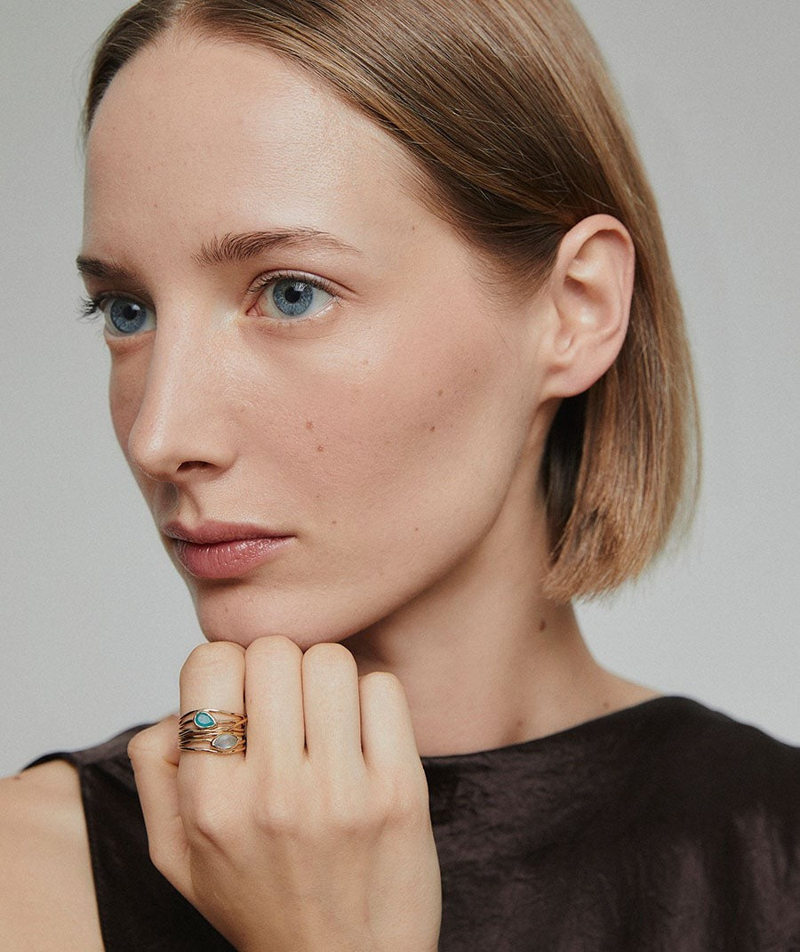 Anillo Aqua Piedras Naturales 