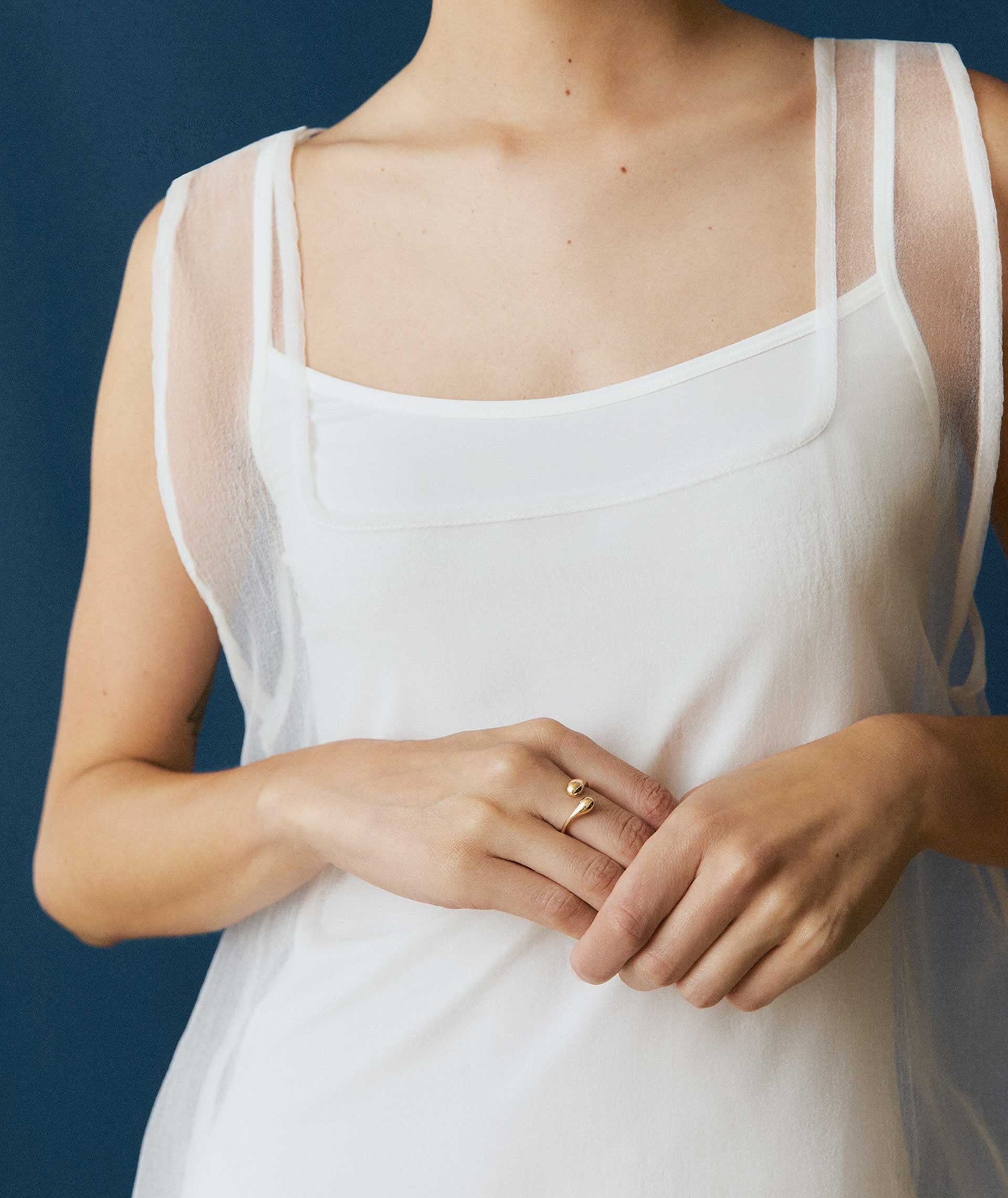 Anillo Drop abierto doble gota