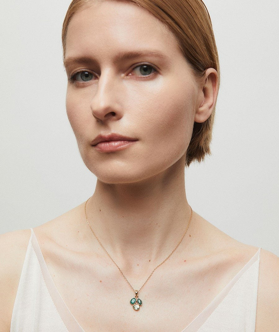 Colgante hojas Triad con piedras naturales verdes