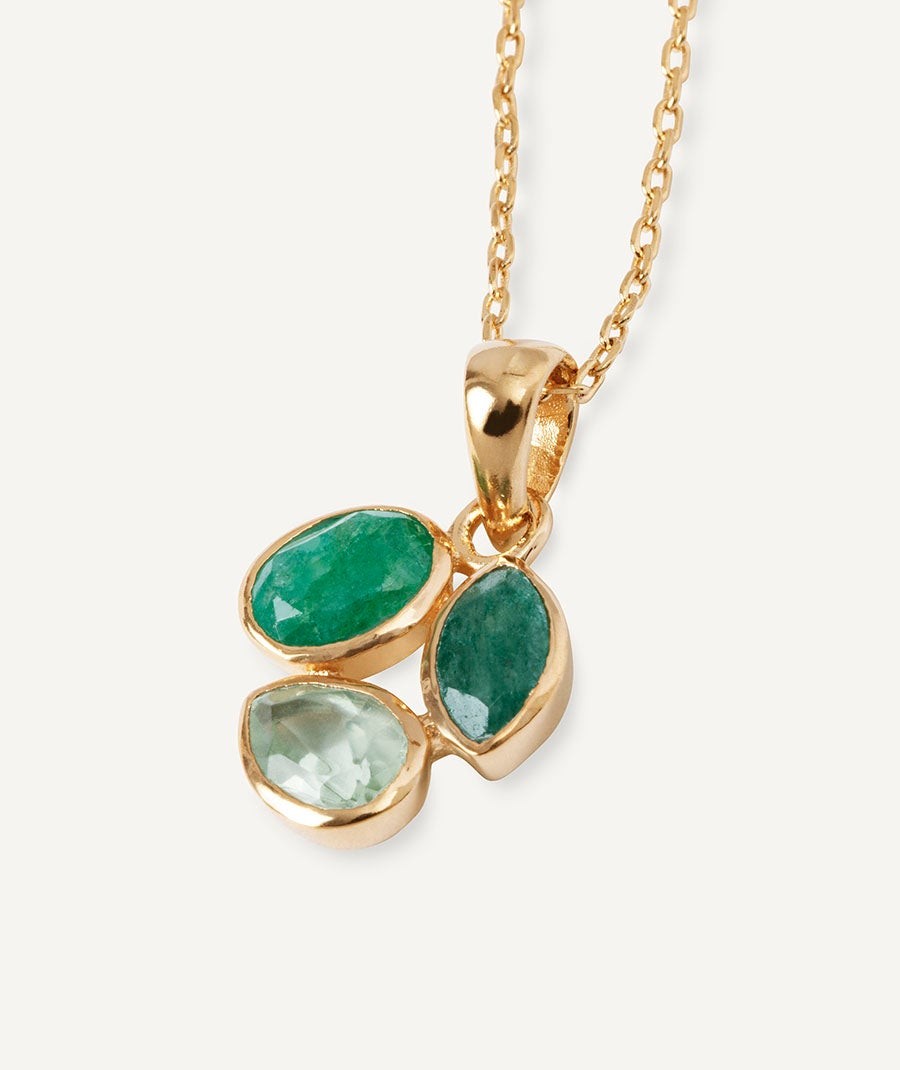 Colgante hojas Triad con piedras naturales verdes