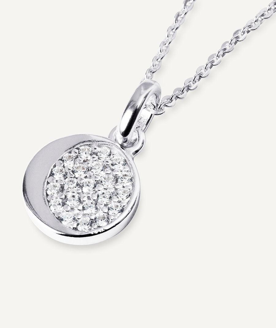 Colgante mini círculo Luna con circonitas 