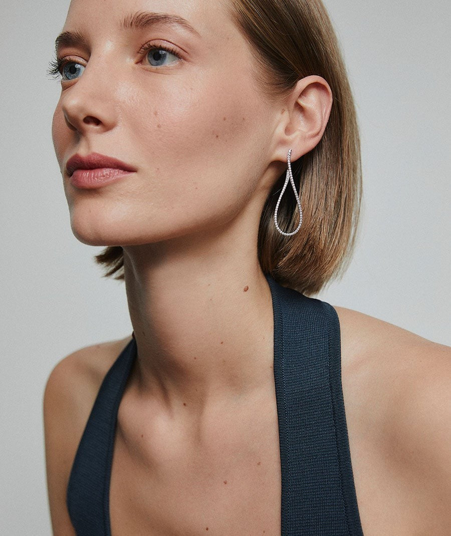 Pendientes Elipse con circonitas cúbicas