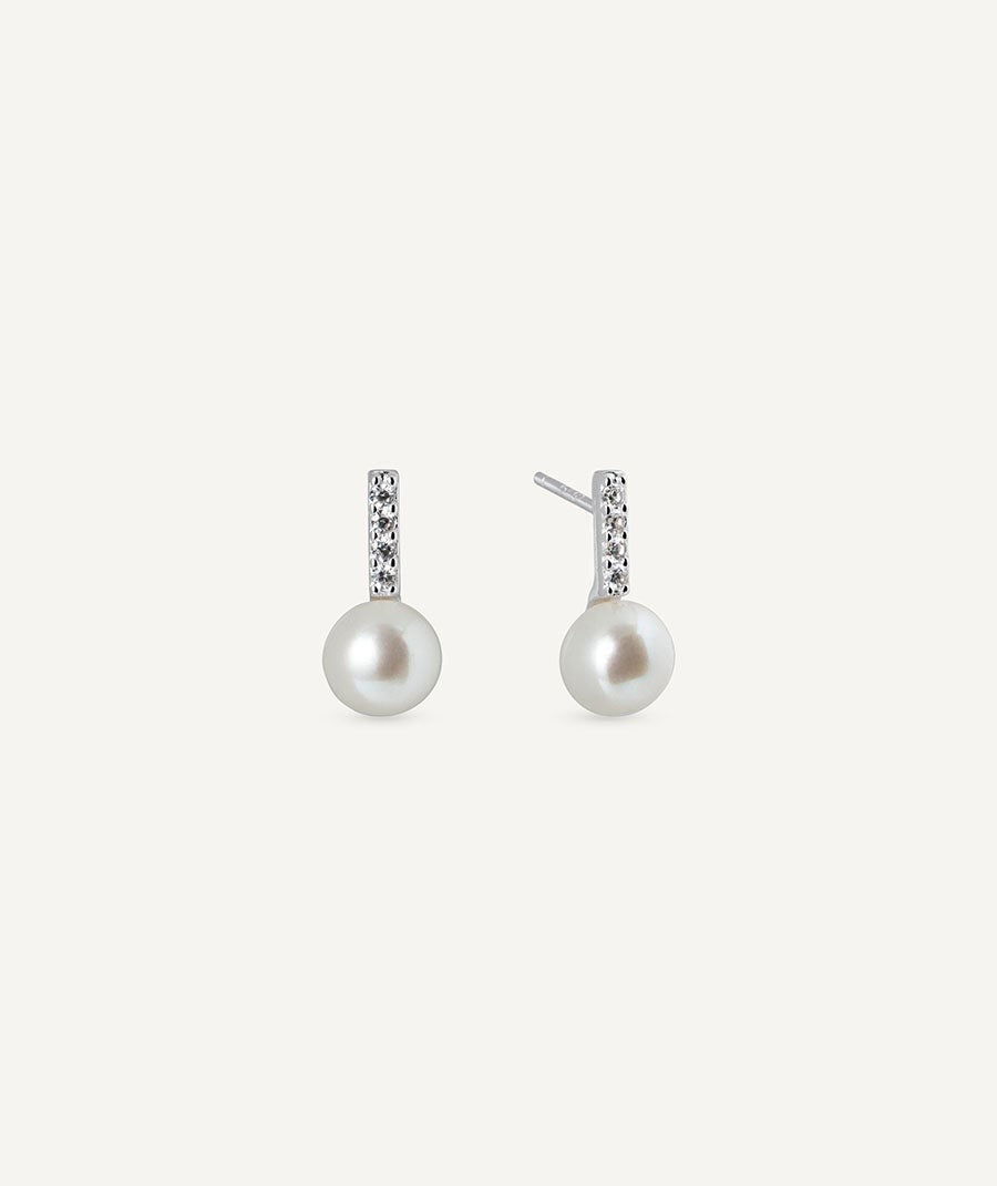 Pendientes perla cultivada y circonitas