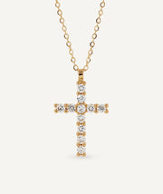 Collar de diamantes y oro cruz 