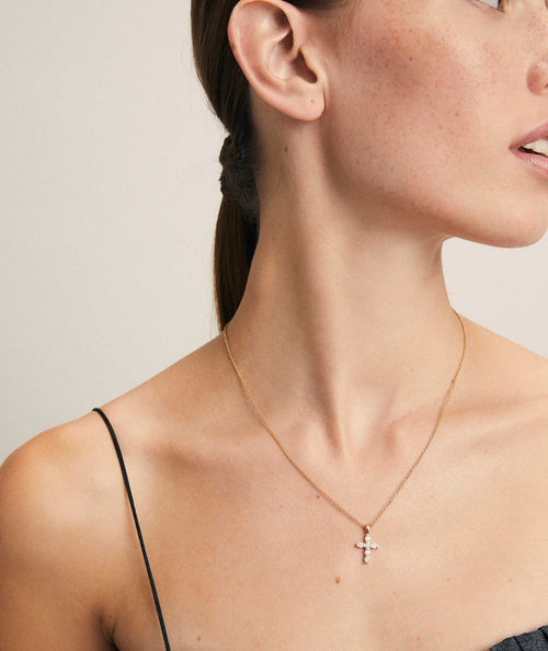 Pendant Charlene 925 silver 18kt gold plated cross cubic zirconias secundaria
