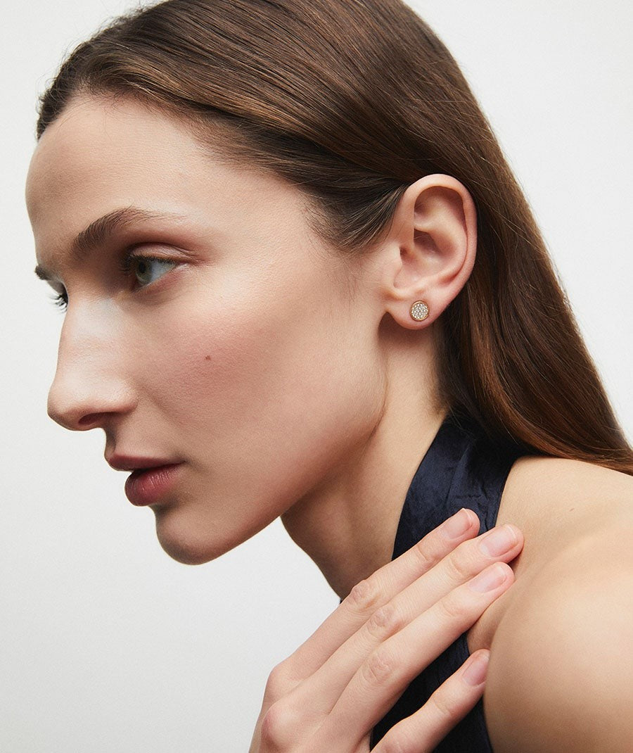 Pendientes botón círculo Ella con circonitas