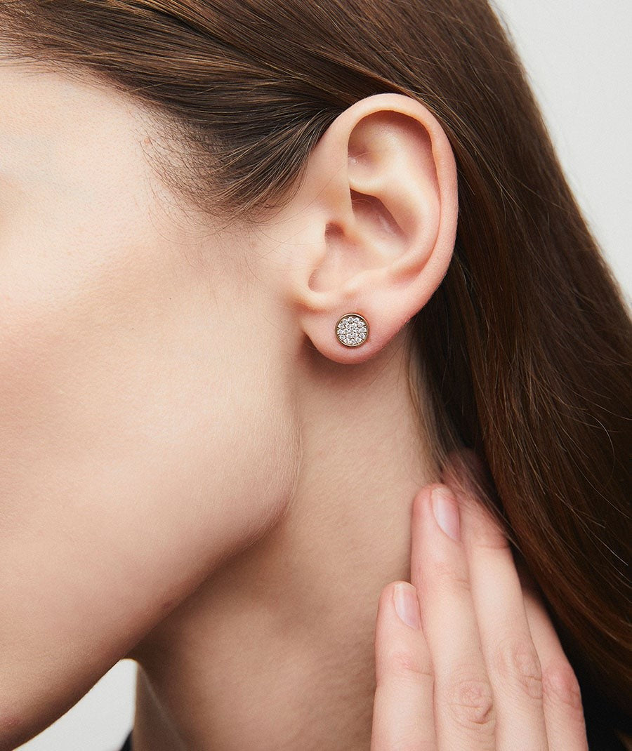 Pendientes botón círculo Ella con circonitas