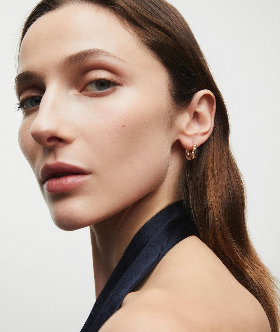 Pendientes de aro volumen Ellen con circonitas multicolores