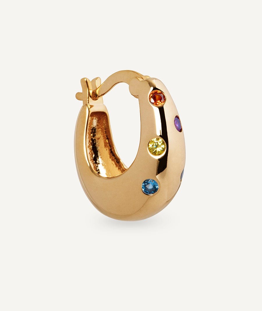 Pendientes de aro volumen Ellen con circonitas multicolores
