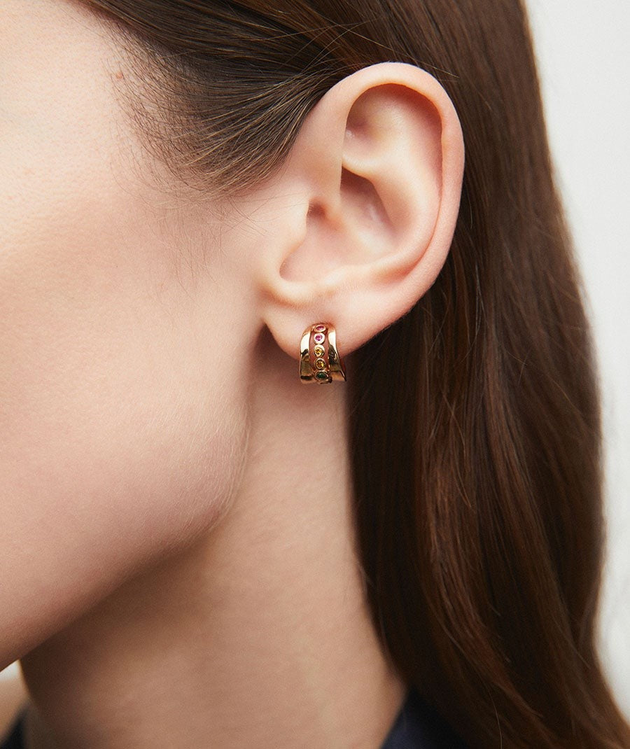 Pendientes de aro Alice con circonitas multicolor