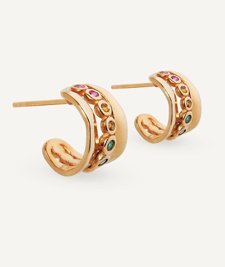 Pendientes de aro Alice con circonitas multicolor