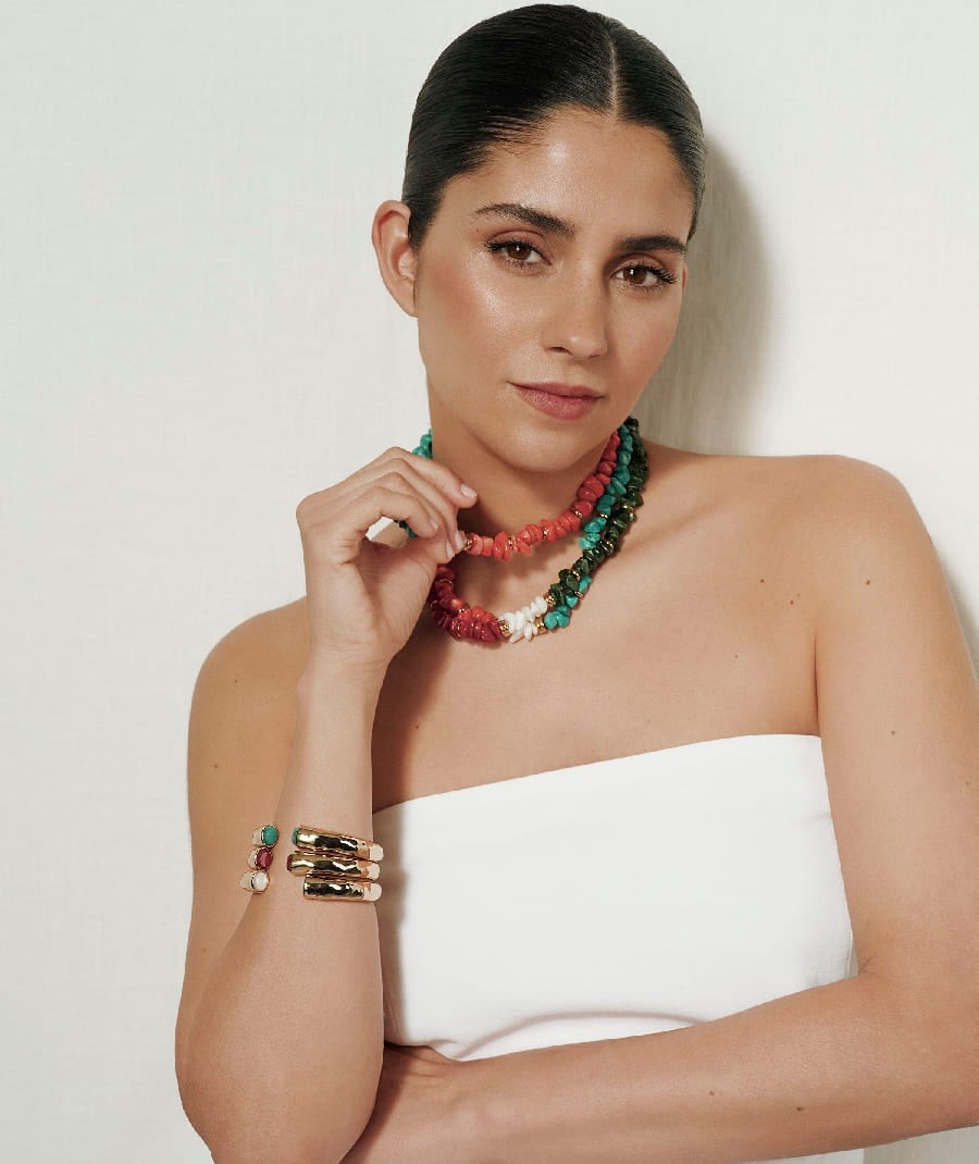 Brazalete rígido Reflexe con madreperla blanca