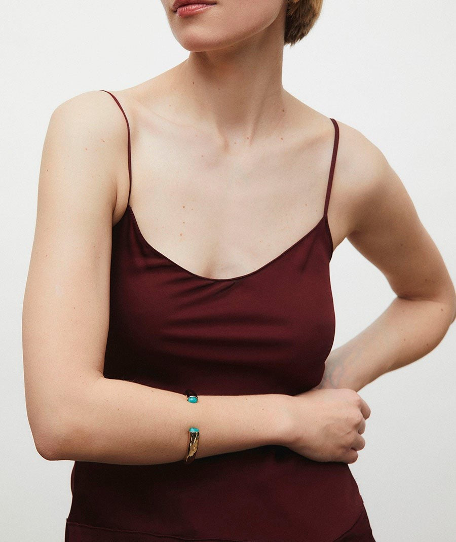 Brazalete rígido Illeta con Ágata turquesa 