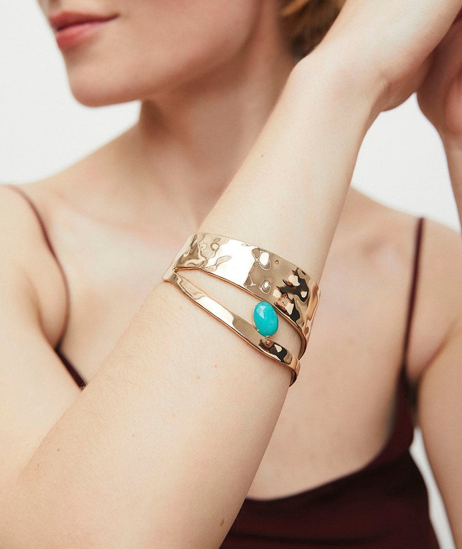 Brazalete irregular Illeta con Ágata turquesa