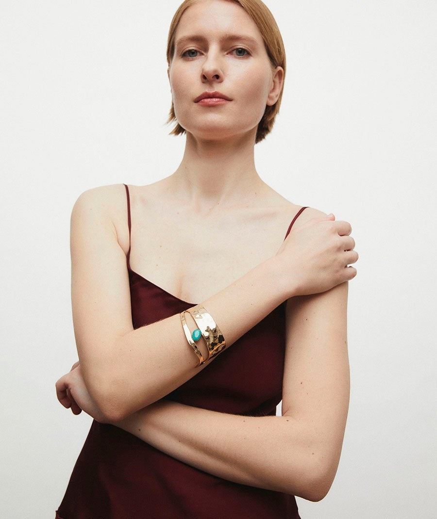 Brazalete irregular Illeta con Ágata turquesa