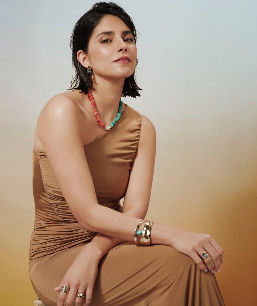 Brazalete irregular Illeta con Ágata turquesa