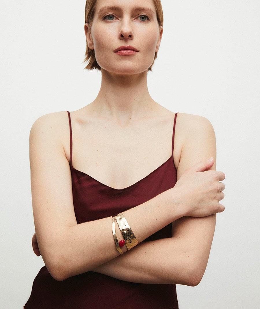 Brazalete irregular Salada con Ágata roja