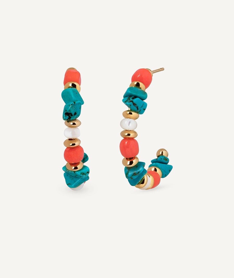Pendientes medialuna con piedras naturales combinadas Illeta multicolor